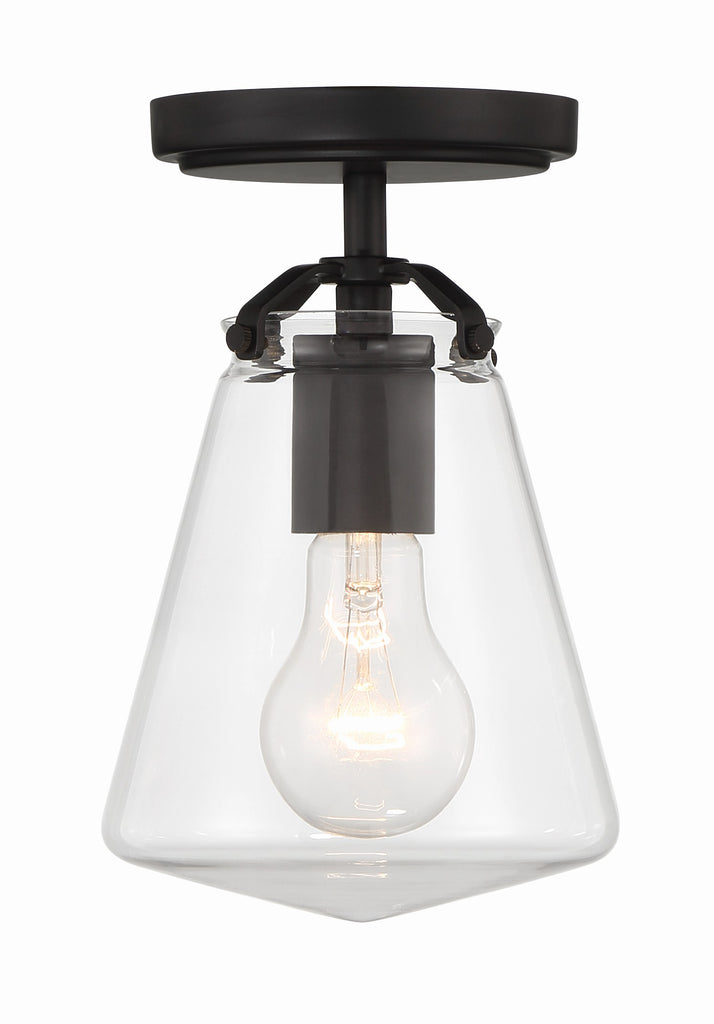 Voss 1 Light Matte Black Semi Flush Mount Crystorama