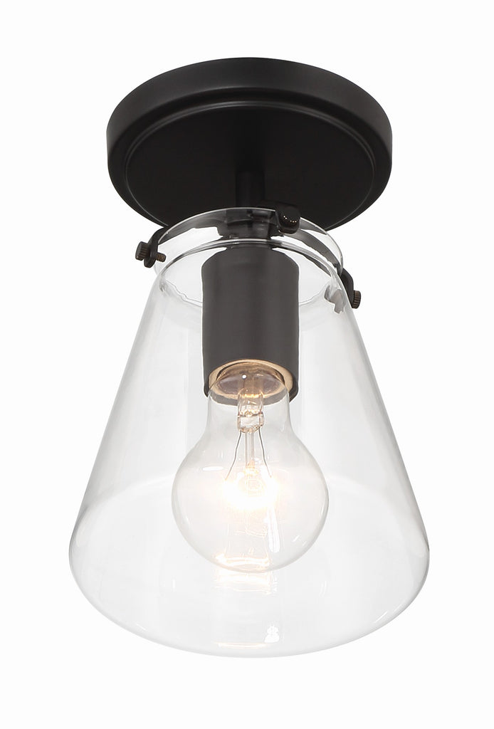 Voss 1 Light Matte Black Semi Flush Mount Crystorama