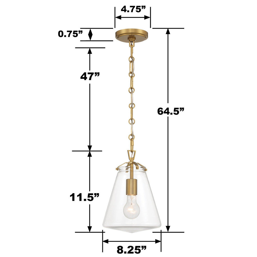 Crystorama Crystorama Voss 1 Light Luxe Gold Mini Pendant