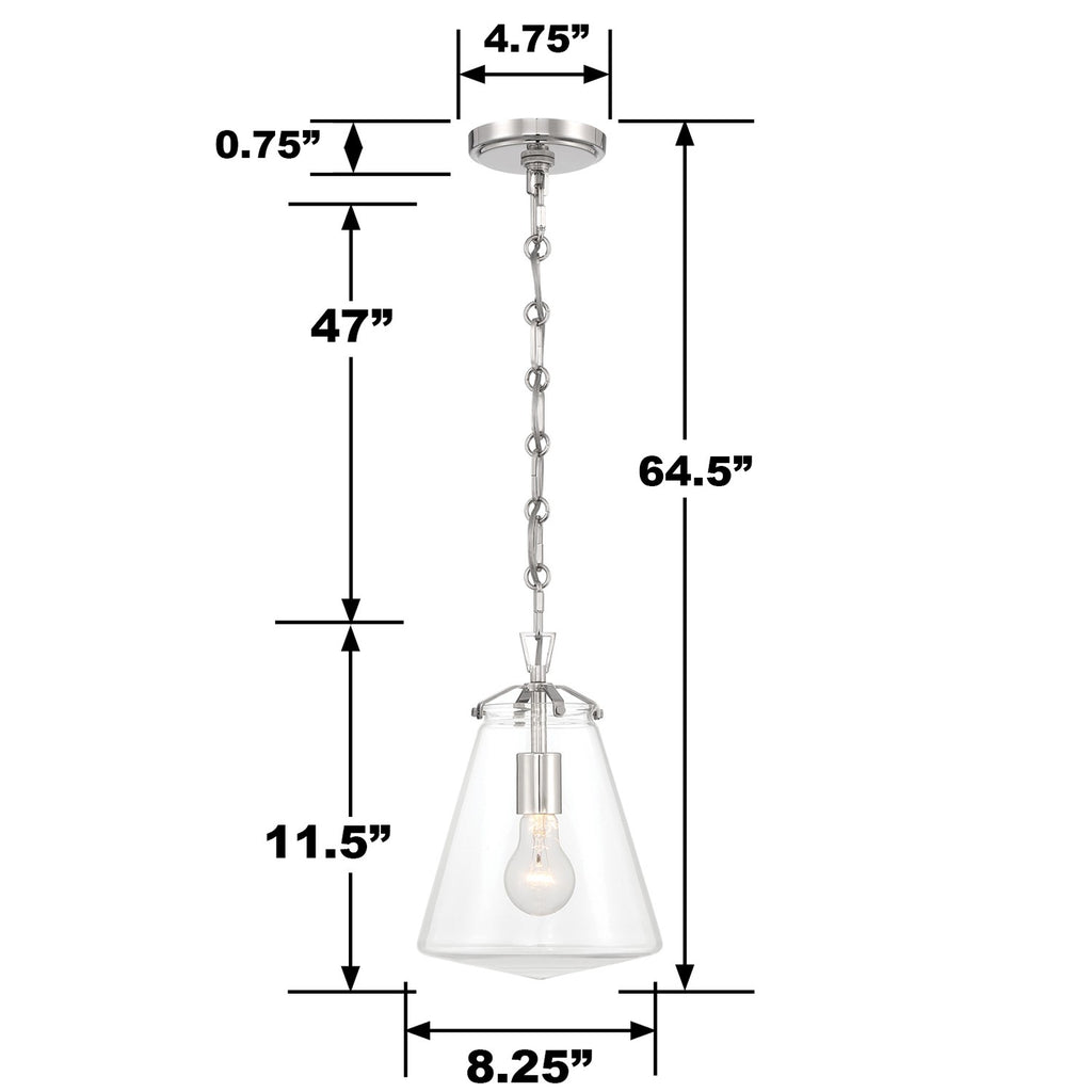 Crystorama Crystorama Voss 1 Light Polished Nickel Mini Pendant