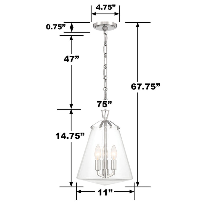 Crystorama Crystorama Voss 3 Light Polished Nickel Mini Chandelier