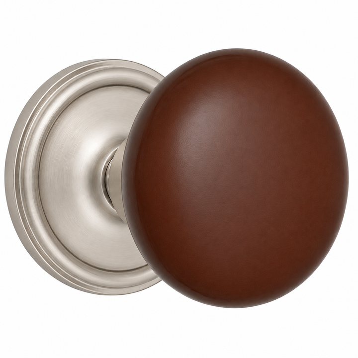 Brown Porcelain Door Knob Set – Traditional Rosette – Solid Brass Base – Multiple Finishes