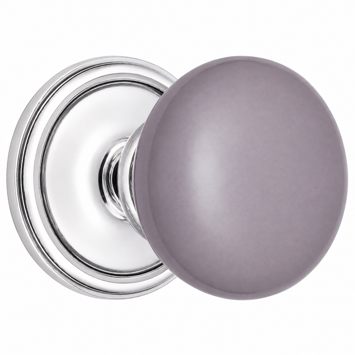 Gray Porcelain Door Knob Set – Traditional Rosette – Solid Brass Base – Multiple Finishes
