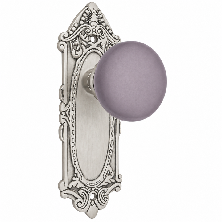 Grey Porcelain Door Knob Set with Largo Design Backplate