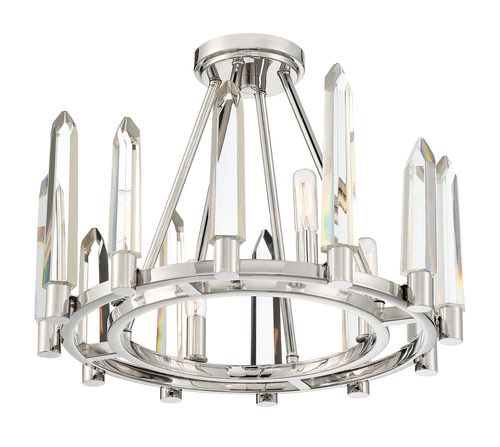 Watson 4 Light Polished Nickel Semi Flush Mount Crystorama