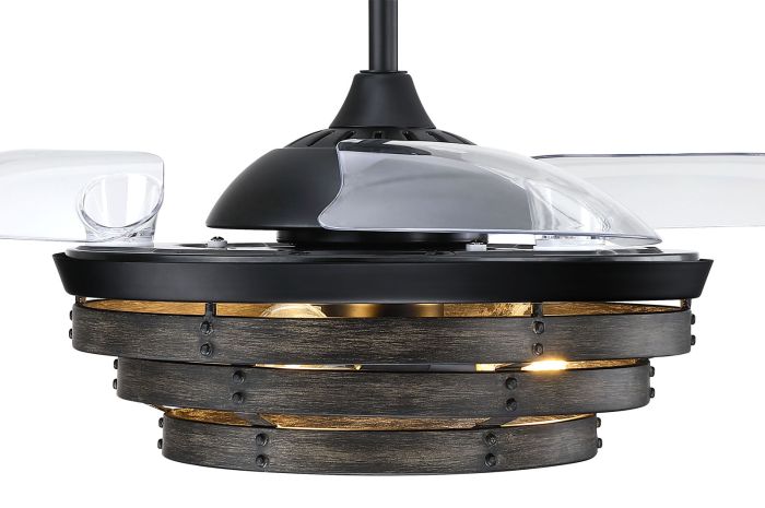 ##Antique Hardware## 42" Whiskey in Flat Black w/ Clear Acrylic Blades