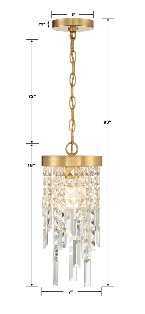 Crystorama Crystorama Winfield 1 Light Antique Gold Mini Pendant