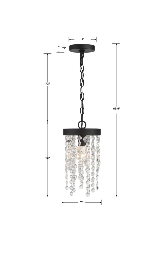 Crystorama Crystorama Winham 1 Light Black Forged Mini Pendant