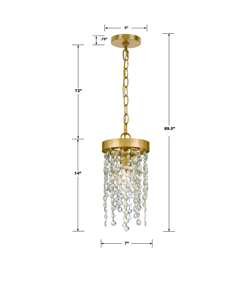 Crystorama Crystorama Winham 1 Light Antique Gold Crystal Mini Pendant