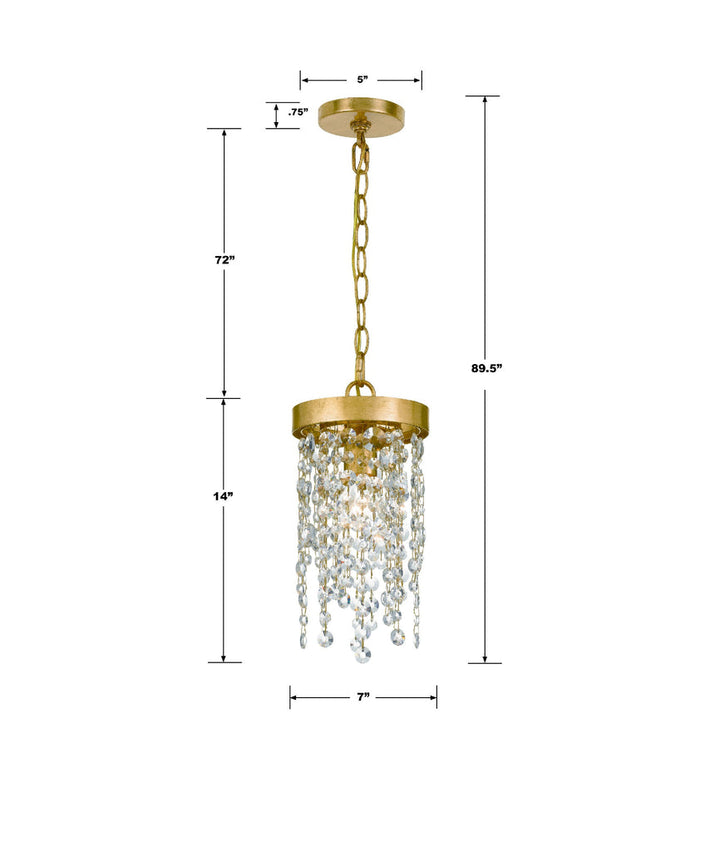 Crystorama Crystorama Winham 1 Light Antique Gold Crystal Mini Pendant