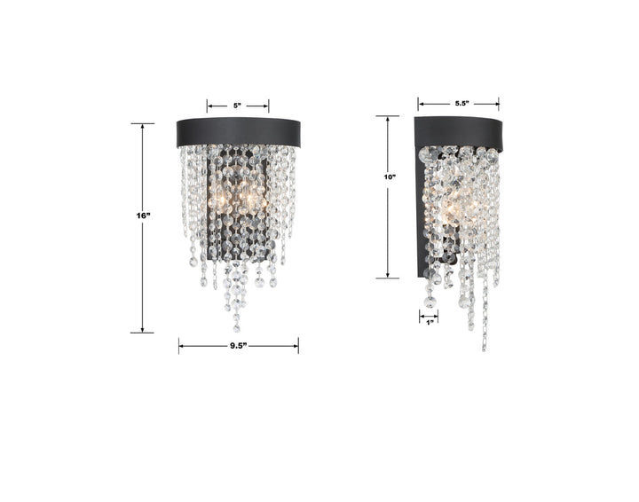 Crystorama Crystorama Winham 2 Light Black Forged Sconce