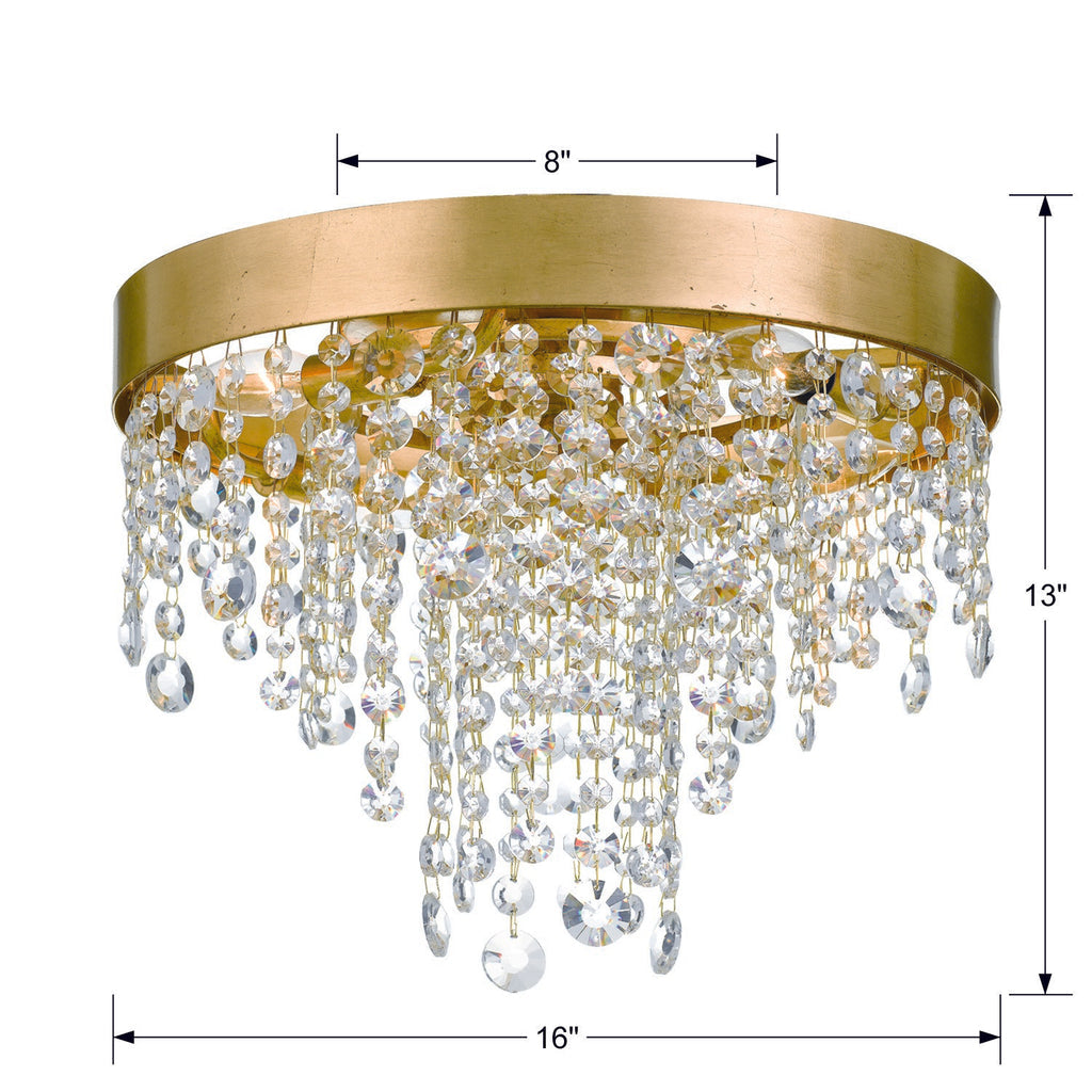 Winham 4 Light Antique Gold Crystal Flush Mount Crystorama