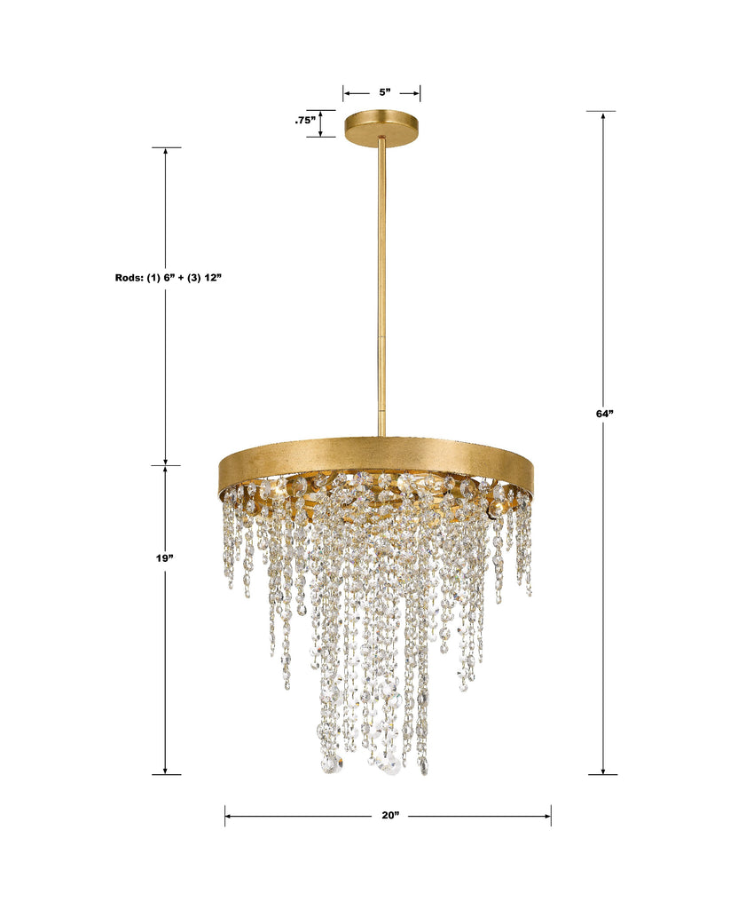 Crystorama Crystorama Winham 5 Light Antique Gold Crystal Chandelier
