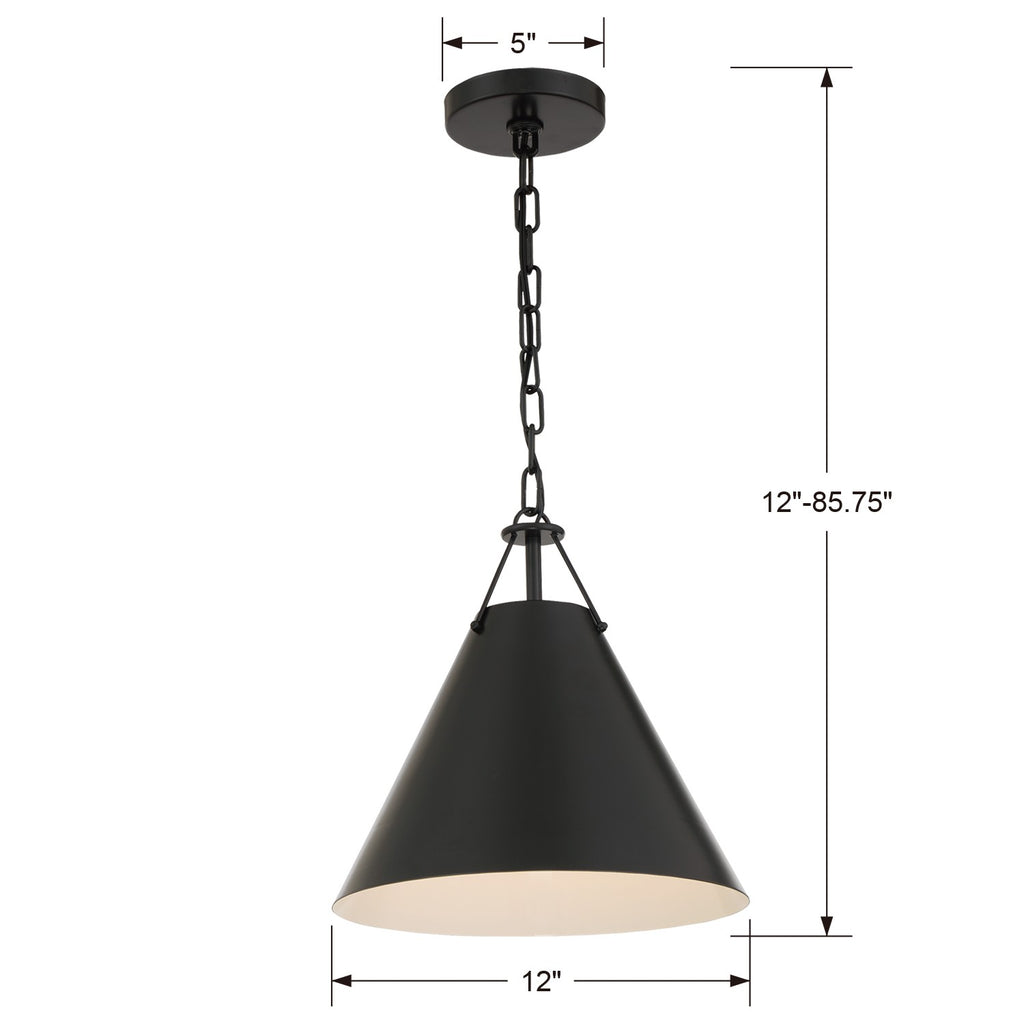 Crystorama Crystorama Xavier 1 Light Matte Black Mini Pendant