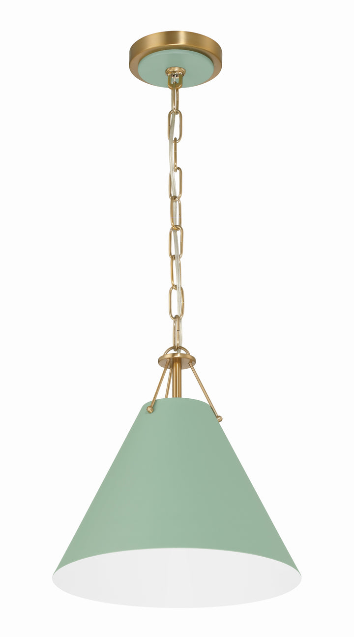 Crystorama Crystorama Xavier 1 Light Vibrant Gold + Green Mini Pendant