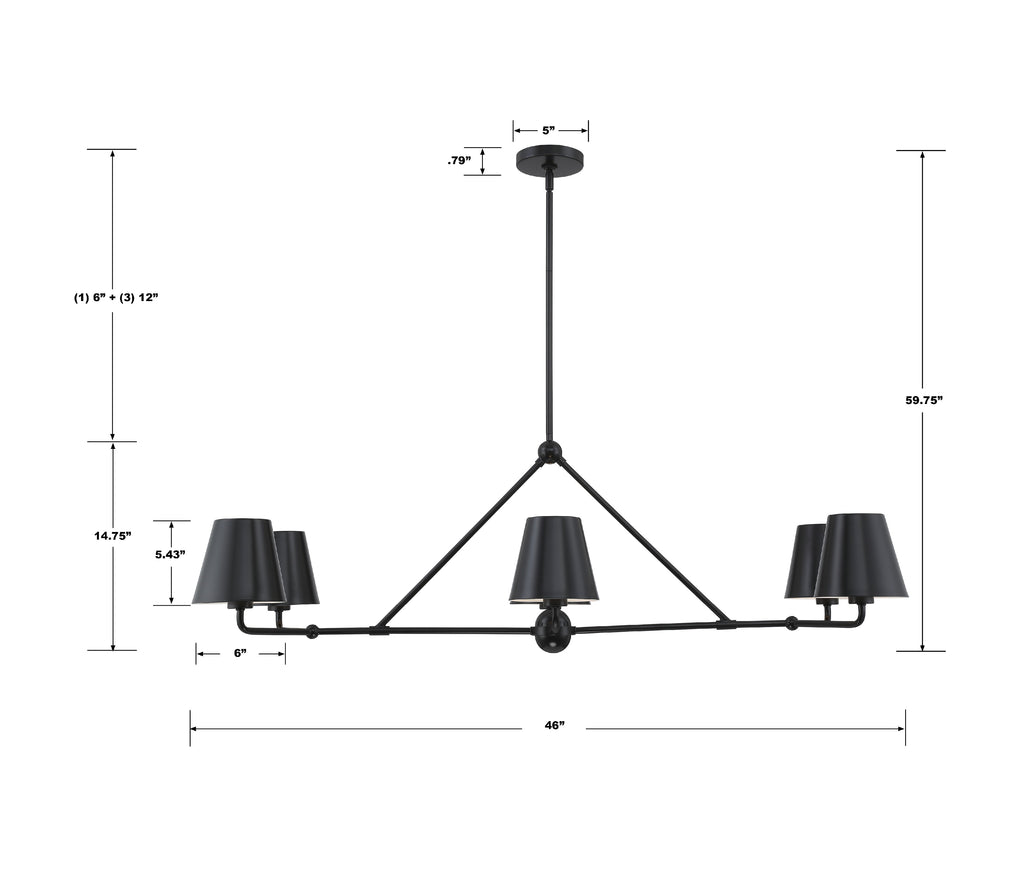 Crystorama Crystorama Xavier 6 Light Matte Black Chandelier