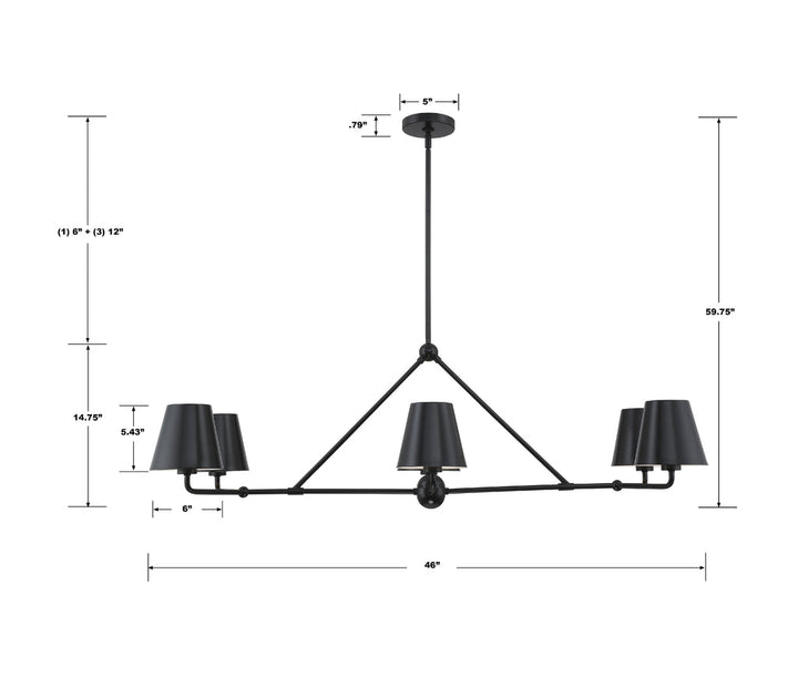Crystorama Crystorama Xavier 6 Light Matte Black Chandelier