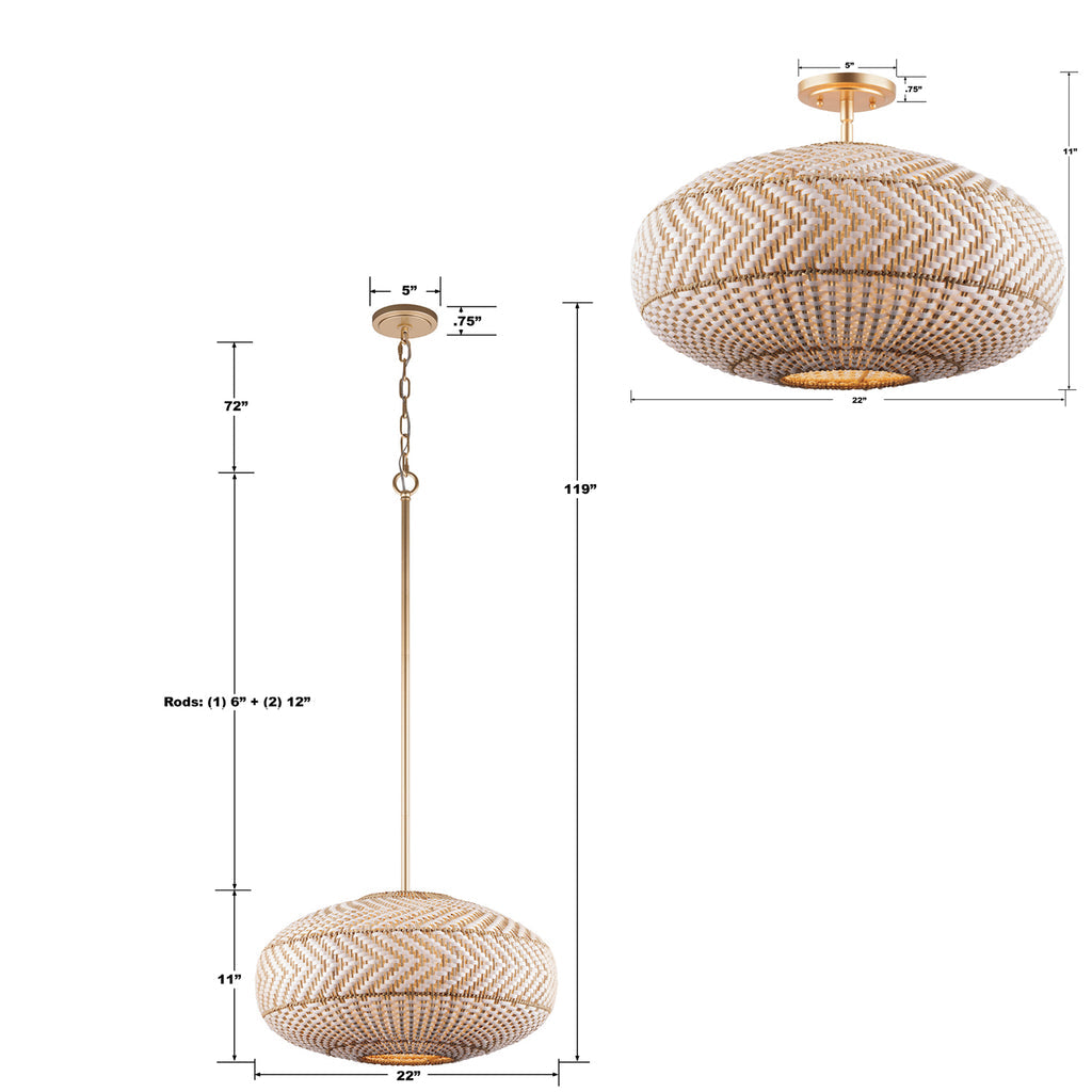 Crystorama Crystorama Zanzibar 4 Light Soft Gold Pendant