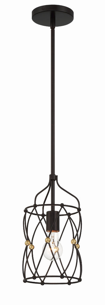 Crystorama Crystorama Zucca 1 Light English Bronze + Antique Gold Mini Pendant