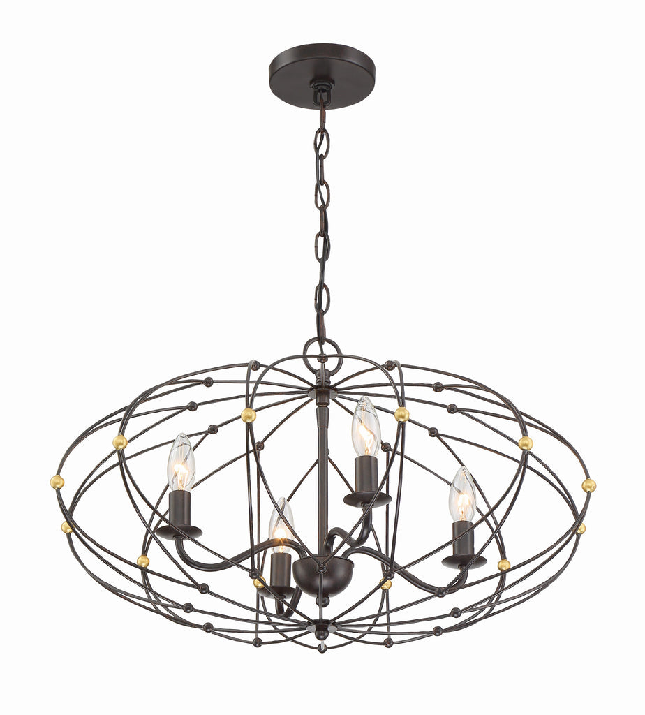 Crystorama Crystorama Zucca 4 Light English Bronze + Antique Gold Chandelier