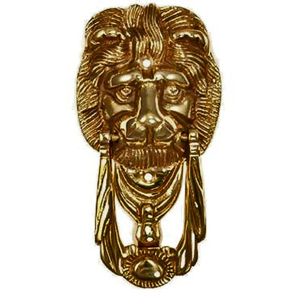 6 1/8 Inch Solid Brass Lion Knocker & Ring (Antique Brass Finish) COPPER MOUNTAIN HARDWARE