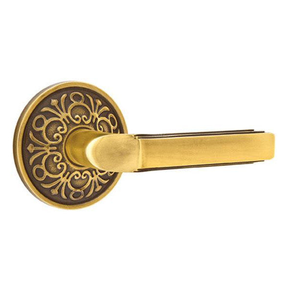 Solid Brass Milano Lever With Lancaster Rosette EMTEK