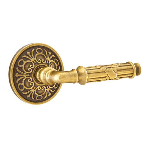 Solid Brass Ribbon & Reed Lever With Lancaster Rosette EMTEK