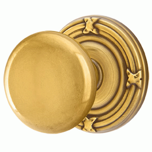 2 1/4 Inch Solid Brass Providence Door Knob Set With Ribbon & Reed Rosette (Several Finish Options) EMTEK