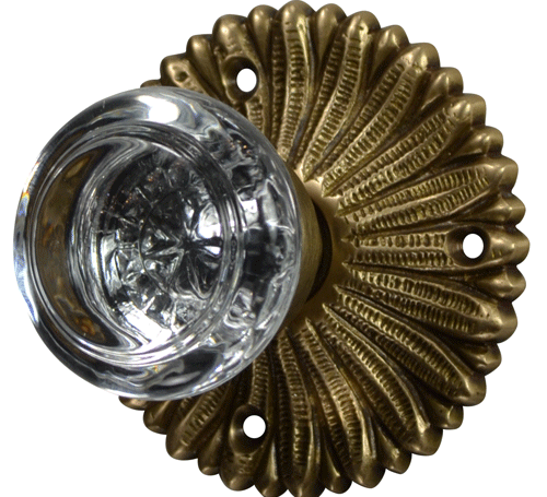 French Provincial Rosette Door Set with Crystal Round Door Knobs (Several Finishes Available) COPPER MOUNTAIN HARDWARE