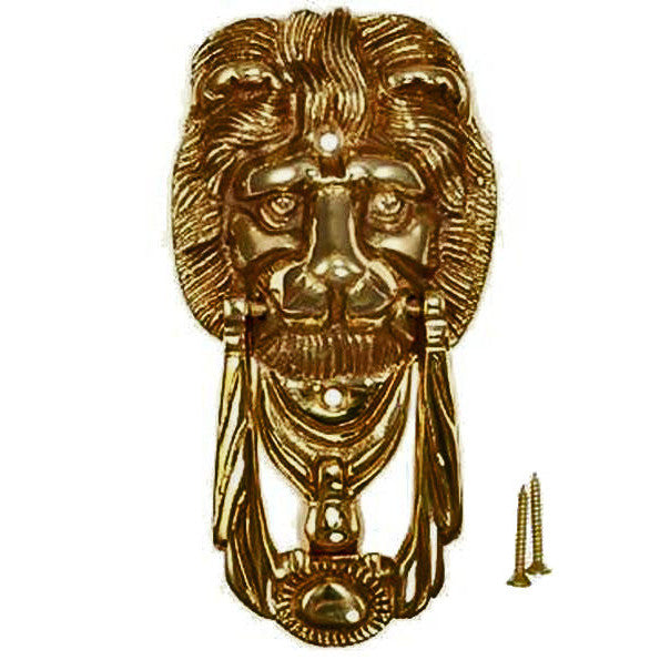 6 1/8 Inch Solid Brass Lion Knocker & Ring (Antique Brass Finish) COPPER MOUNTAIN HARDWARE