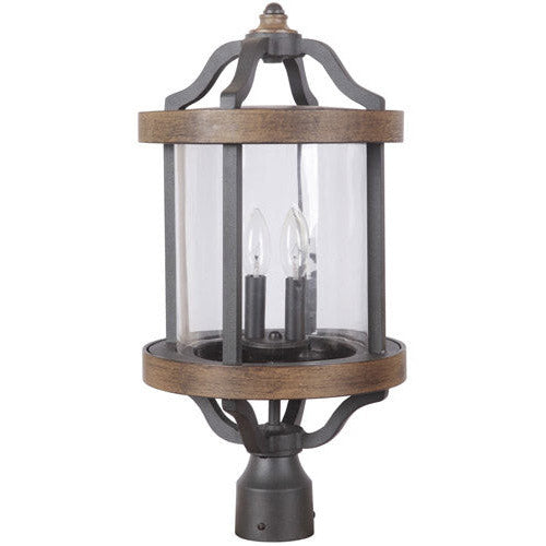 Ashwood 2 Light Outdoor Post Mount in Textured Black/Whiskey Barrel CRAFTMADE