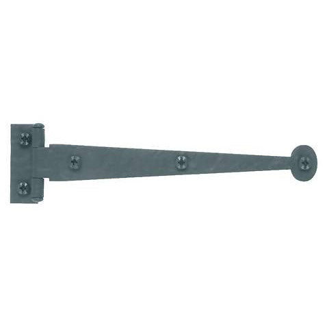 Pair 6 Inch Solid Rough Iron Bean Tip Strap Hinges Matte Black Finish (Offset) ACORN MANUFACTURING