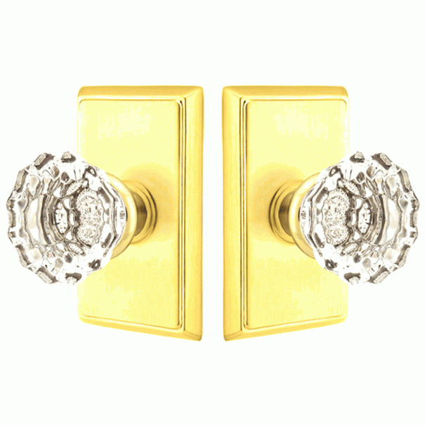 Emtek Crystal Astoria Door Knob Set With Rectangular Rosette (Several Finish Options) EMTEK