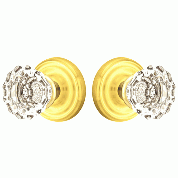 Crystal Astoria Door Knob Set With Regular Rosette (Several Finish Options) EMTEK