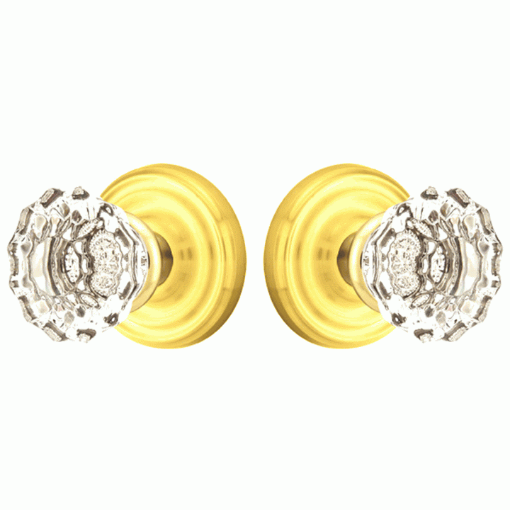 Crystal Astoria Door Knob Set With Regular Rosette (Several Finish Options) EMTEK