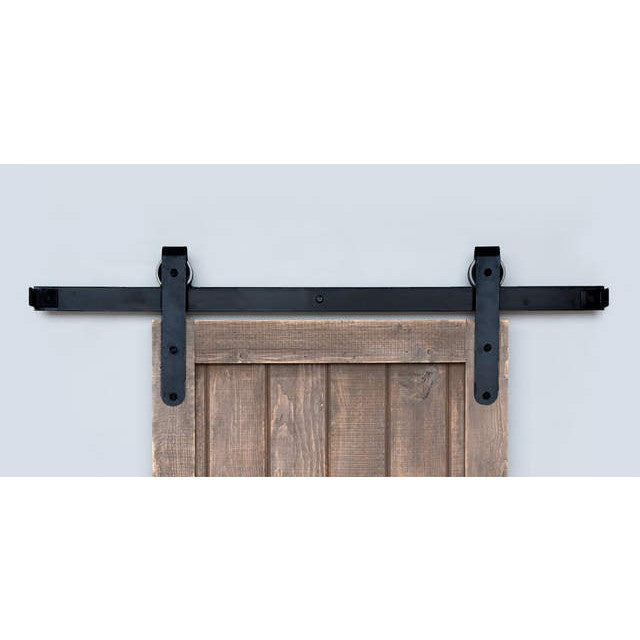 Barn Door Track System in Smooth Iron - Round End (Matte Black Finish) ACORN MANUFACTURING