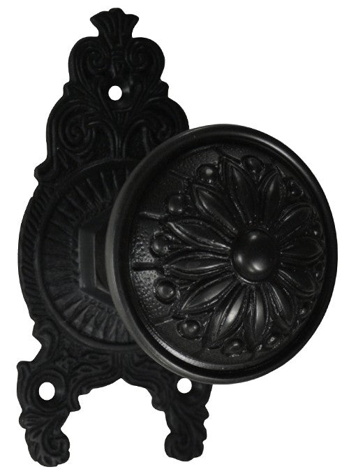 Ornate Victorian Rosette Door Set with Floral Imprint Door Knobs (Several Finishes Available)