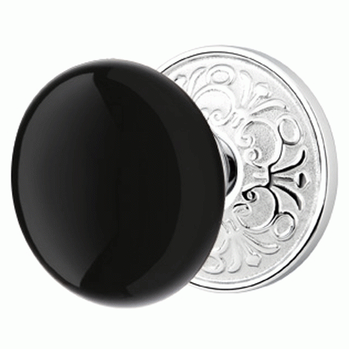 Emtek Black Porcelain Ebony Door Knob Set With Lancaster Rosette (Several Finishes Available) EMTEK