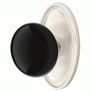 Black Porcelain Ebony Door Knob Set With Oval Rosette (Several Finish Options) EMTEK