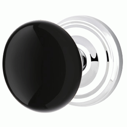 Black Porcelain Ebony Door Knob Set With Regular Rosette (Several Finish Options) EMTEK