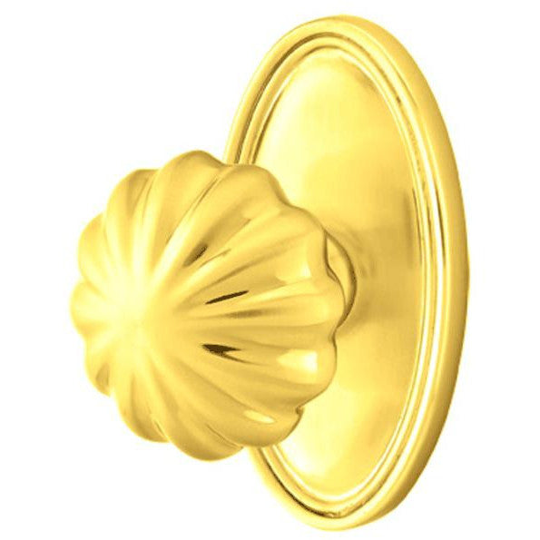 Solid Brass Melon Door Knob Set With Oval Rosette (Several Finish Options) EMTEK