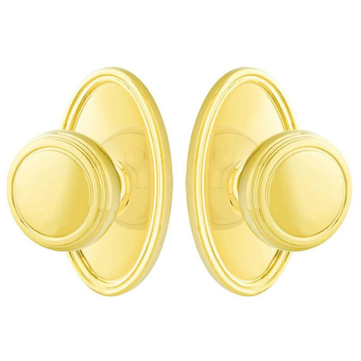 Solid Brass Norwich Door Knob Set With Oval Rosette (Several Finish Options) EMTEK