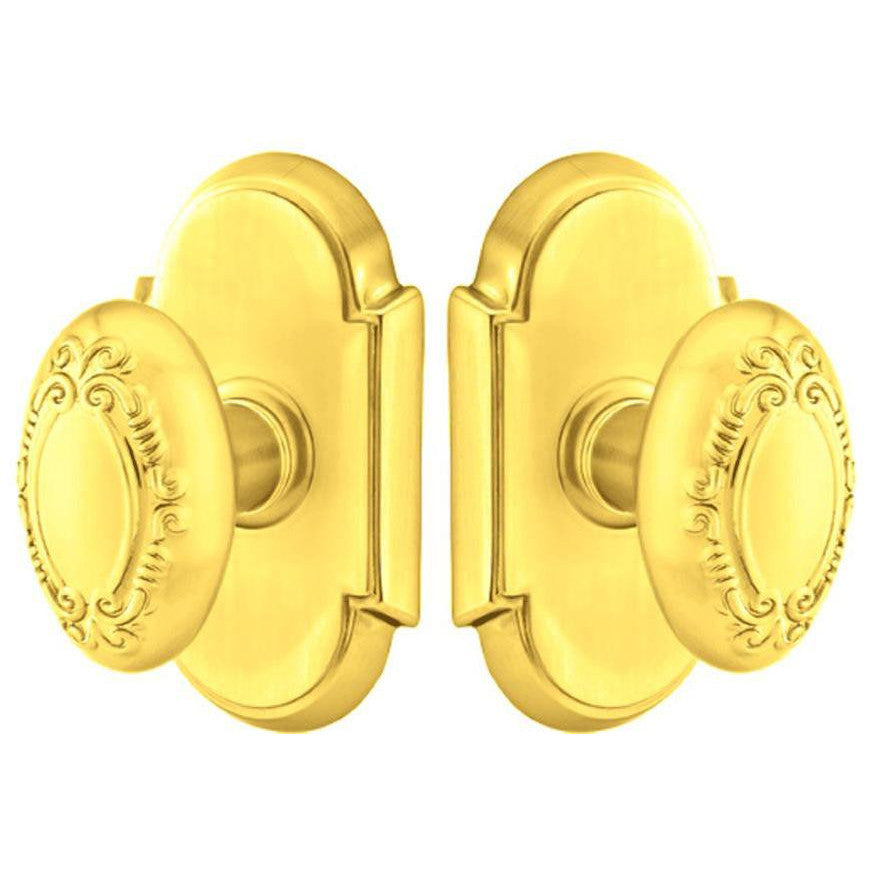 Solid Brass Victoria Door Knob Set With # 8 Rosette (Several Finish Options) EMTEK