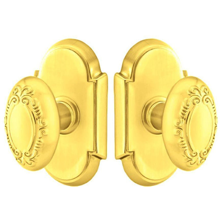 Solid Brass Victoria Door Knob Set With # 8 Rosette (Several Finish Options) EMTEK