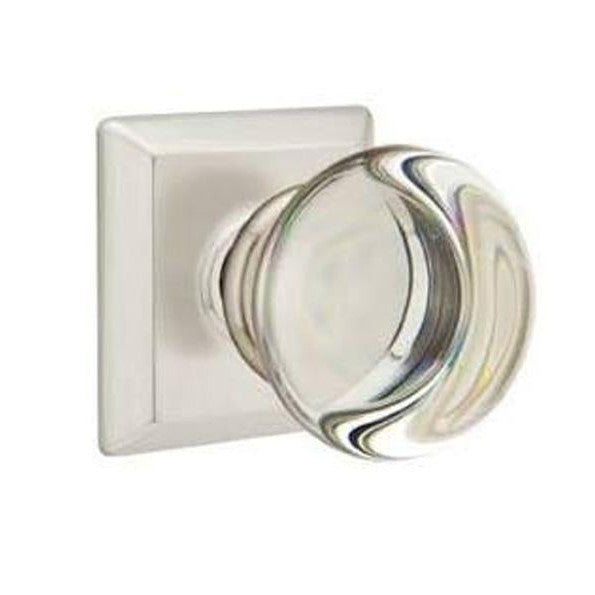 Emtek 810PC Providence Crystal Door Knob with Solid Brass Rosette Satin Nickel Knobset  (Several Finishes Available) EMTEK