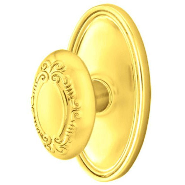 Solid Brass Victoria Door Knob Set With Oval Rosette (Several Finish Options) EMTEK