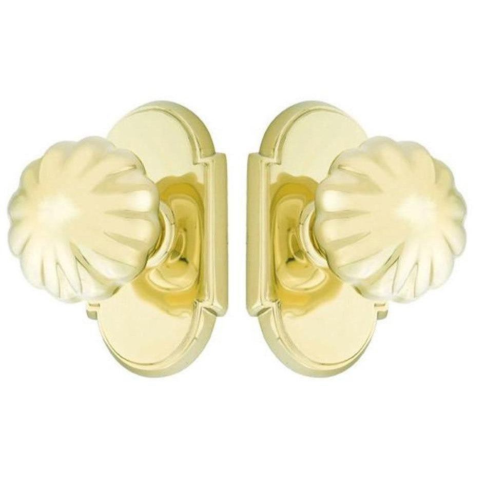 Emtek Solid Brass Melon Door Knob Set With # 8 Rosette (Several Finish Options) EMTEK