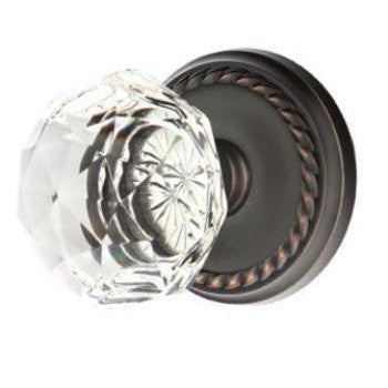 Diamond Crystal Door Knob Set With Rope Rosette (Several Finish Options) EMTEK