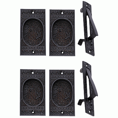 Broken Leaf Double Pocket Passage Style Door Set (Oil Rubbed Bronze) COPPER MOUNTAIN HARDWARE