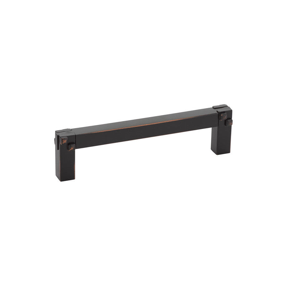 4 3/8 Inch (4 Inch c-c) Solid Brass Mortise & Tenon Pull (Oil Rubbed Bronze Finish) EMTEK